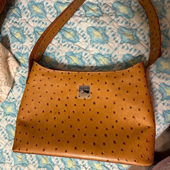 Dooney & Bourke Handbags - Dooney & Bourke Brown Ostrich-Embossed Shoulder Bag